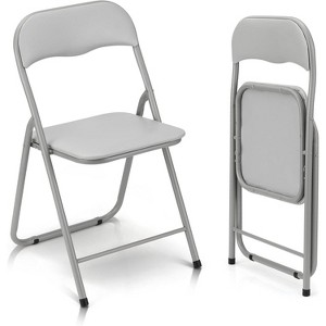 Folding Chairs with Cushion, Outdoor & Indoor Event Portable Metal Folding Chairs with Non-Slip Feet Pads Stackable Chairs - 1 of 4