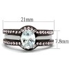 Slickblue Stainless Steel Two-Tone Ring for Women, Oval Clear CZ, Black or Dark Brown Finish, Wedding Style, Size 5-11 - 2 of 4