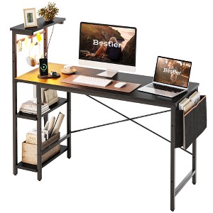 Bestier 52 inch Gaming Computer Desk with LED Lights & Shelves in Black Marble, Reversible desk - 1 of 4