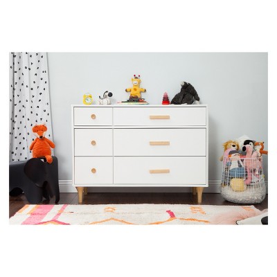 Lolly 6-Drawer Double Dresser in White and Natural