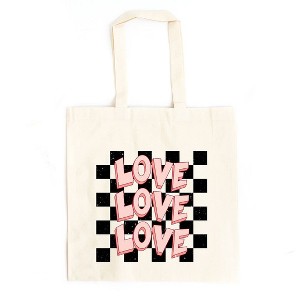 City Creek Prints Loved Stacked Grunge Canvas Tote Bag - 15x16 - Natural - 1 of 2