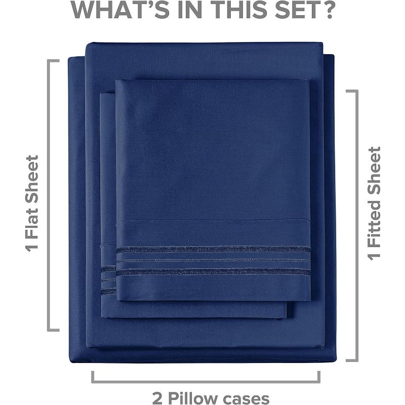 Cotton Sheet Set 18" - 24" Inch Extra Deep Pocket - CGK Linens, 4 of 8