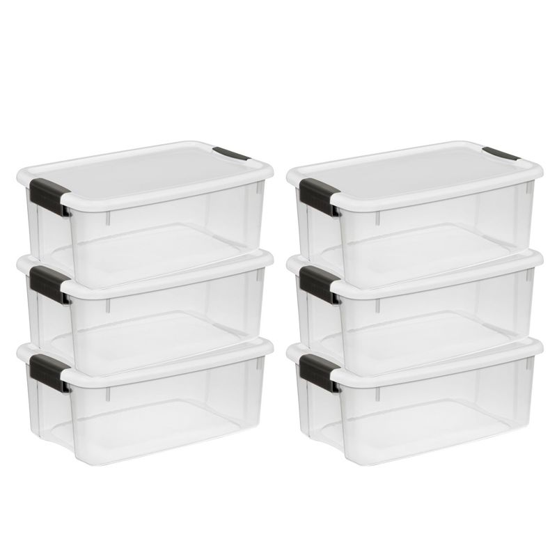 Sterilite 30 Quart (6 Pack) & 18 Quart (6 Pack ) Clear Plastic Stackable Storage Container Bin Box Tote with White Latching Lid Organizing Solution, 4 of 8