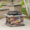 Coolbibila 28" Square Outdoor Concrete Wood Burning Fire Pit Table with Lid,Patio Fireplace Wood Burning Outdoor Garden,Backyard Fire Bowl - 2 of 4
