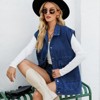 Women's Oversized Denim Vest Sleeveless Denim Jackets Nashville Outfits Oversized Cowgirl Jacket Jean Vest with Side Pocket - 4 of 4