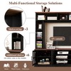 Farmhouse Wall Unit Entertainment Center with Bookshelves for TVs Up to 80" TV Stand TV Console Media Console with Cabinets, White/Black-ModernLuxe - 4 of 4
