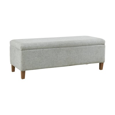Soft Blue 48" Upholstered Storage Bench with Wood Legs