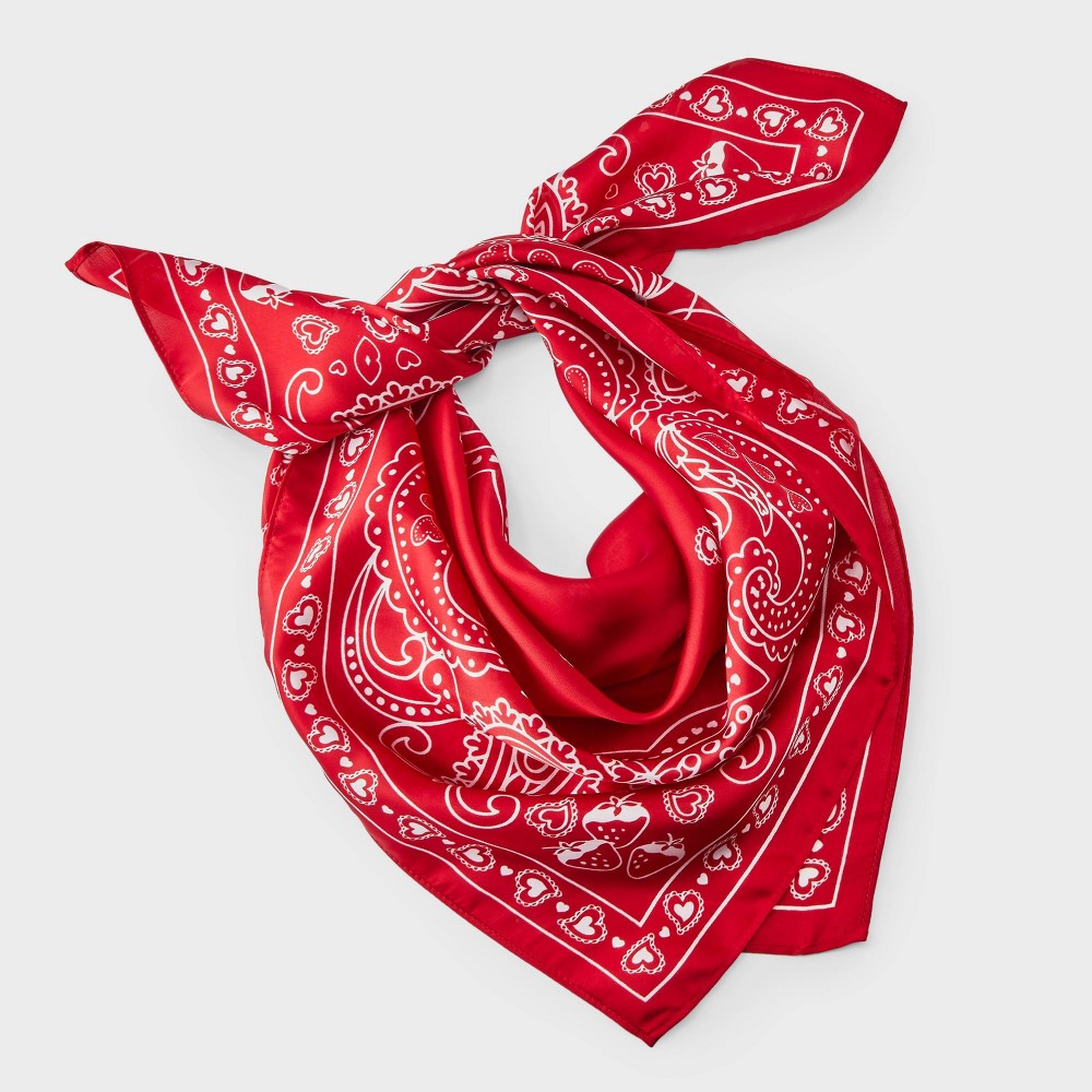Strawberry & Paisley Print Scarf - Universal Thread™ Red