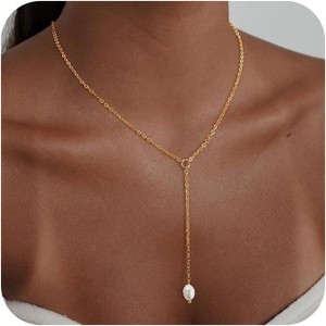 Dainty Y-Shape Lariat Body Chain: 14K Gold Plated Non-Tarnish Layered Necklace & Choker Set for Women - 1 of 4