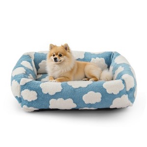 Dog Beds Large Sized Dog - Washable Furry Pet Beds, Rectangle Orthopedic Corduroy Fleece Puppy Beds with Removable Zipper Cover - 1 of 4