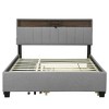 TIRAMISUBEST Full/Queen Size Upholstered Platform Bed with Storage Headboard, Twin XL Size Trundle & 2 Drawers and a set of Sockets & USB Ports - 3 of 4