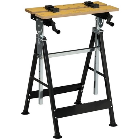 Homcom Work Bench Tool Stand With Adjustable Height And Angle, Carpenter  Saw Table With 4 Clamps, Steel Frame, 220lbs Capacity : Target