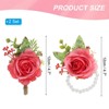 Unique Bargains Rose Wrist Corsage and Boutonnieres Fabric Adjustable Artificial Flowers 4 Pcs - 2 of 4