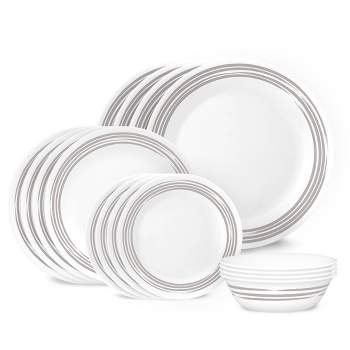 Corelle 16pc Vitrelle Brushed Silver Dinnerware Set