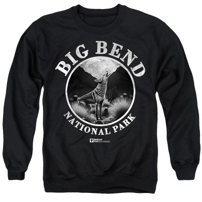 Men's Big Bend National Park Coyote In The Moonlight  Dark Crewneck Sweatshirt