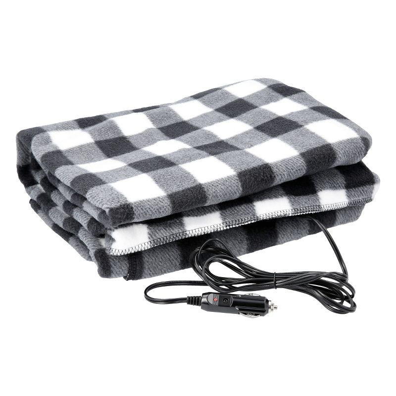 Hastings Home Large Heated Electric Car Blanket – 59" x 43", Black and White, 1 of 6