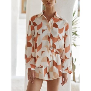 Womens 2 Piece Pajama Sets Lounge Sets Button Down Pajama Pajama Shorts Co-ords Fashion Fall Outfits - 1 of 4