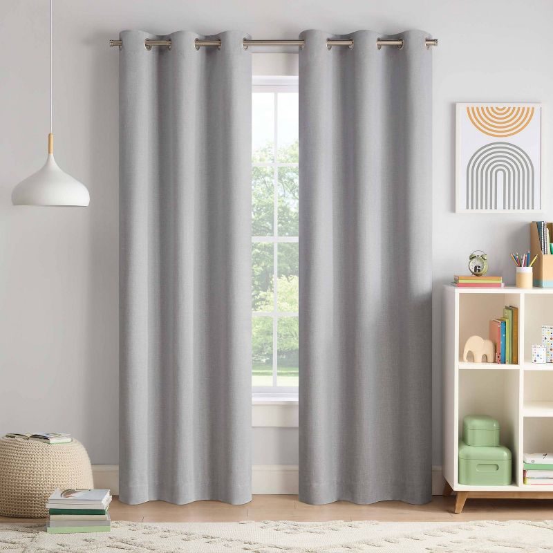 Kids' 100% Blackout Chambray Grommet Curtain Panel - Eclipse, 1 of 9