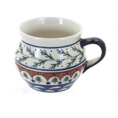 Blue Rose Polish Pottery Evergreen Bell Shaped Mug