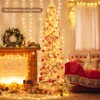 Tangkula 4.5/6/7FT Pre-lit Artificial Christmas Tree Snow-flocked Pencil Xmas Tree with 100/150/210 Warm White Lights 258/373/466 Branch Tips - 3 of 4