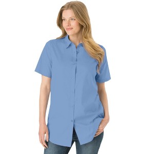Woman Within Women's Plus Size Perfect Short Sleeve Shirt - 1 of 4