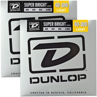  Dunlop Super Bright Steel Light 4-String Bass Guitar Strings (40-100) 2-Pack 