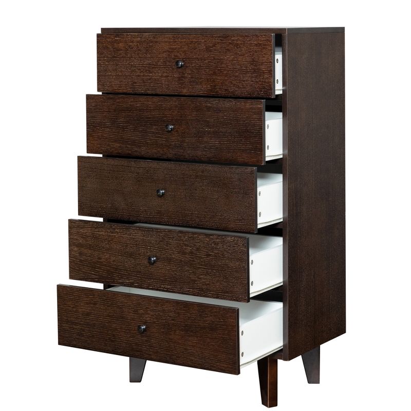 4/5/6/7-Drawer Dresser, Modern Wooden Dresser Chest with Retro Round Handle, Buffet Server Cabinet, Auburn 4A - ModernLuxe, 5 of 13