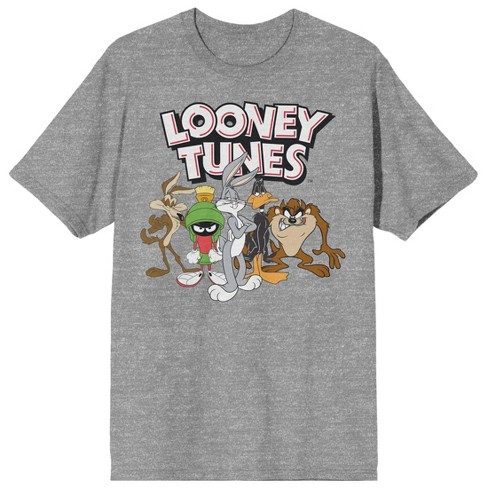 Looney Tunes Character Group With Logo Crew Neck Short Sleeve Athletic Heather Men s T shirt Small