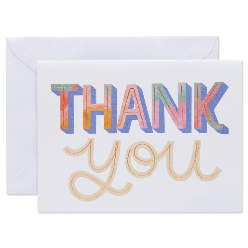 10ct Thank You Dropshadow Card Gold, 1 of 8
