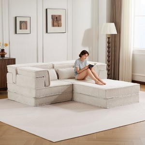 Whisen Modern Compression Loveseat, Convertible Floor Sofa Bed,DIY Boneless Modular Sectional Couch, No Assembly Required - 1 of 4