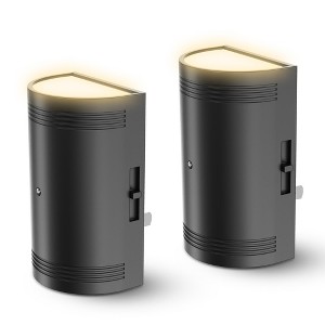 YANSUN 2-Pack 1W Black Half-Moon Plug-In Light Sensor Night Lights with Sliding Dimming, Warm 3000K, US Standard - 1 of 1