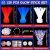Joyfy 120 Pcs 4th of July Glow Sticks Bulk, 8” Red White Blue Striped Light-Up Sticks, Glow Stick Party Kit for Independence Day Favors Supplies - 3 of 4