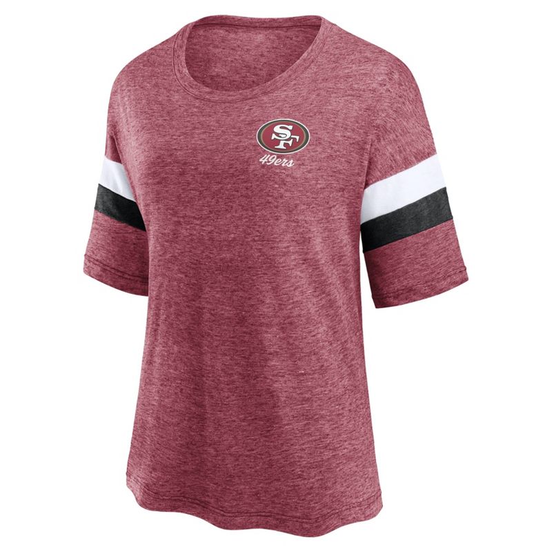 NFL San Francisco 49ers Women&#39;s Weak Side Blitz Marled Left Chest Short Sleeve T-Shirt, 2 of 4