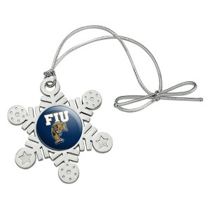 Florida International University Primary Logo Metal Snowflake Christmas Tree Holiday Ornament - 1 of 3