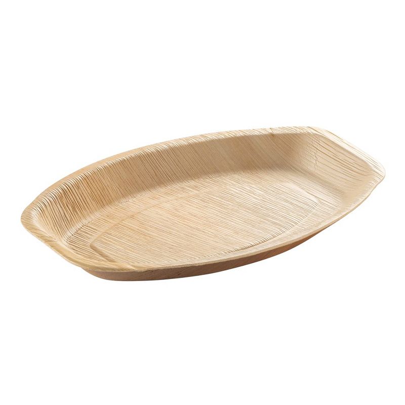 Smarty Had A Party 9" x 13" Oval Natural Palm Leaf Eco-Friendly Disposable Trays (100 Trays), 1 of 3