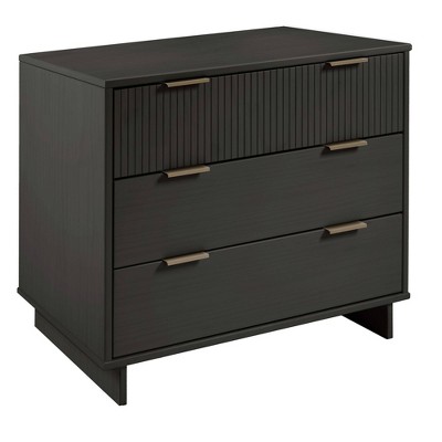 Granville Dark Grey Modern 3-Drawer Dresser with Soft Close