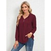 Coolmee Women's Sweatshirts Long Sleeve V Neck Eyelet Drawstring Button Pullover Hooded Tops - 2 of 4