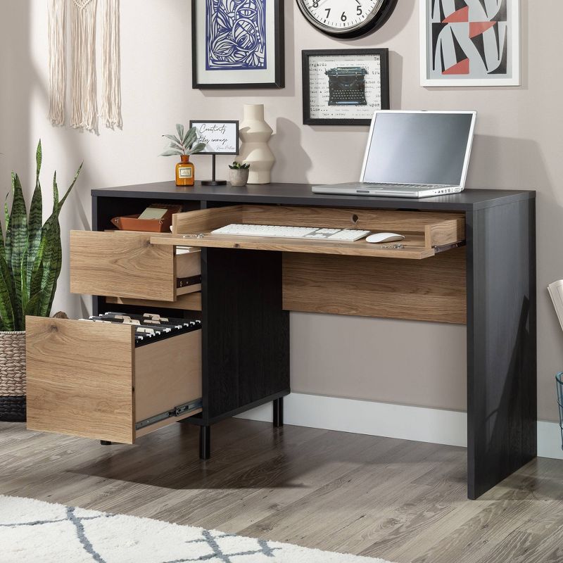 Acadia Way2 Drawer Computer Desk Raven Oak - Sauder: Home Office, Keyboard Shelf, Metal Feet, Laminated Surface, 3 of 5