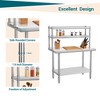 Stainless Steel Table, Heavy Duty Metal Commercial Prep Table with Four Tiers of Storage with Hooks for Kitchen, Home, Hotel Food Prep - 3 of 4