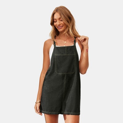 Women's Denim Front Pocket Overalls Romper - Cupshe
