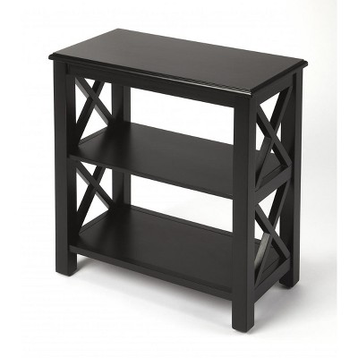 HomeRoots 25" Black Wood Two Tier Bookcase