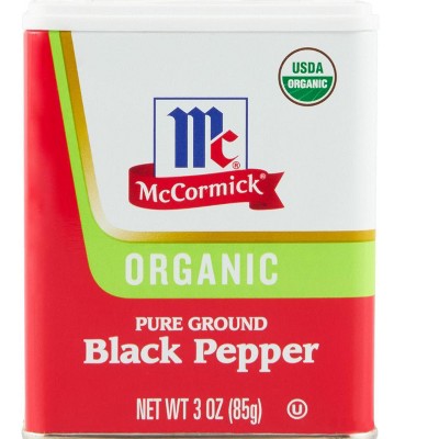 McCormick Ground Organic Black Pepper, 3 oz (Pack of 4)