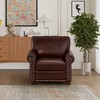 Living Room Sofa Single Seat Chair with Wood Leg Faux Leather for small space Living Room, Bedroom Office ,Burgundy - 2 of 4