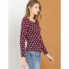 INSPIRE CHIC Women's Stretchy Cotton Slim Scoop Neck Long Sleeve Polka Dots Knitted Top Sweaters - 4 of 4