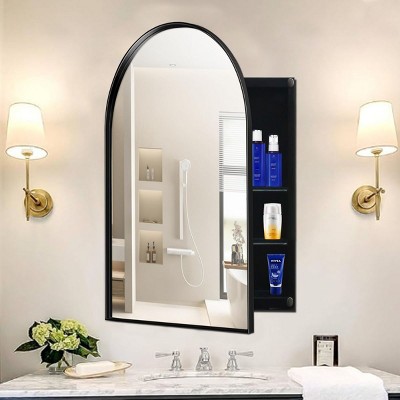 Bathroom Vanity With Mirror Cabinet Arched Recessed Toilet Mirror Cabinet With Adjustable Shelf-The Pop Home