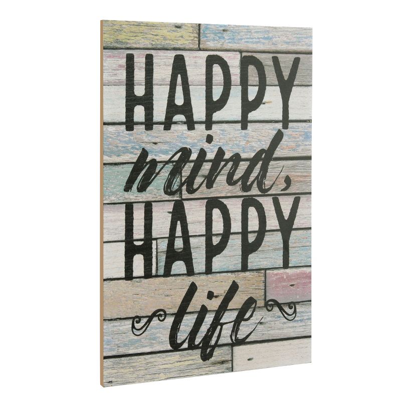 10.039&#34; x 15.039&#34; Happy Mind Happy Life Wooden Wall Art White/Light Blue - Stonebriar Collection, 3 of 7