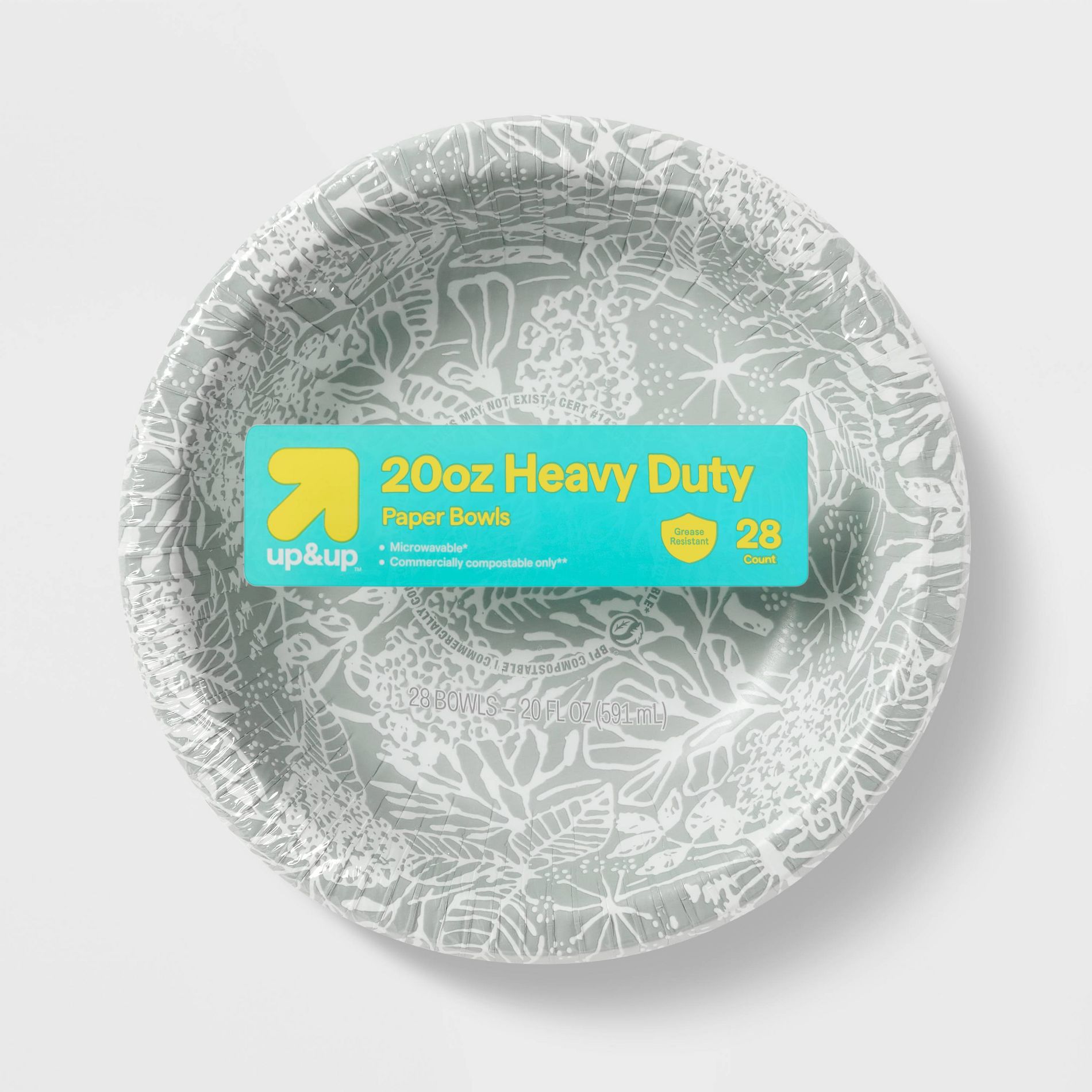 Green Floral Paper Bowl 20oz/28ct - up&up™