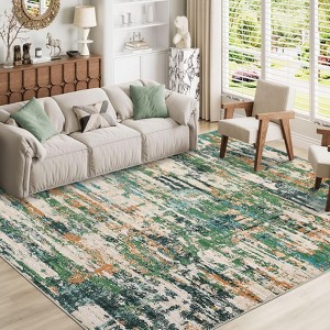 Indoor Washable Area Rugs Soft Low Pile Non Slip Floor Mat Thin Modern Abstract Printed Floor Carpet for Living Room Bedroom - 1 of 4