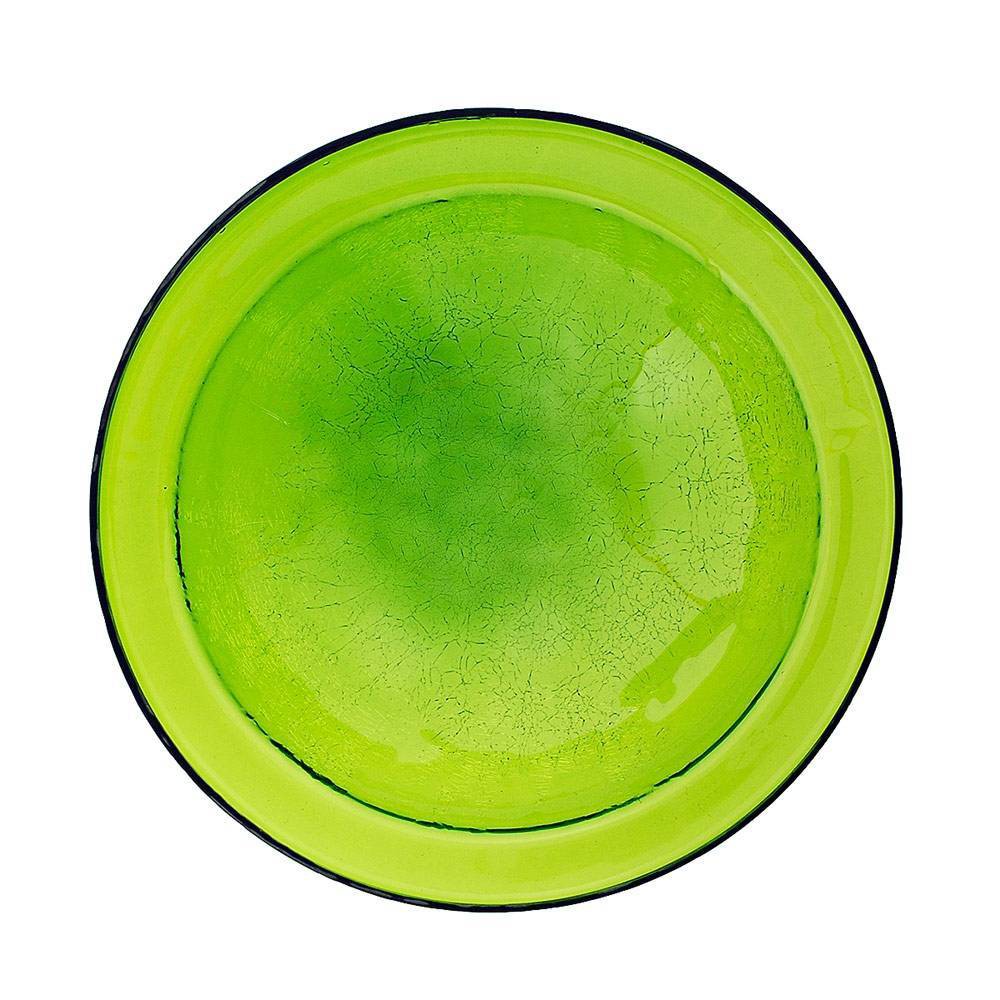 Photos - Other Decoration 3" Reflective Crackle Glass Birdbath Bowl Fern Green - Achla Designs: Weather-Resistant, Deck Mount, No Assembly Required