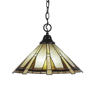 Toltec Lighting Any 1 - Light Pendant in  Matte Black with 16" Zion Art Glass Shade